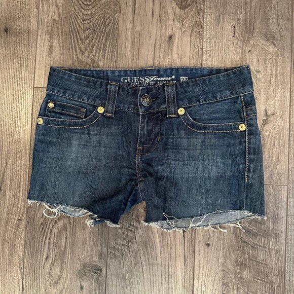 Vintage Y2K Guess Women's Blue Denim Jean Shorts - Size 27 - Picture 2 of 5